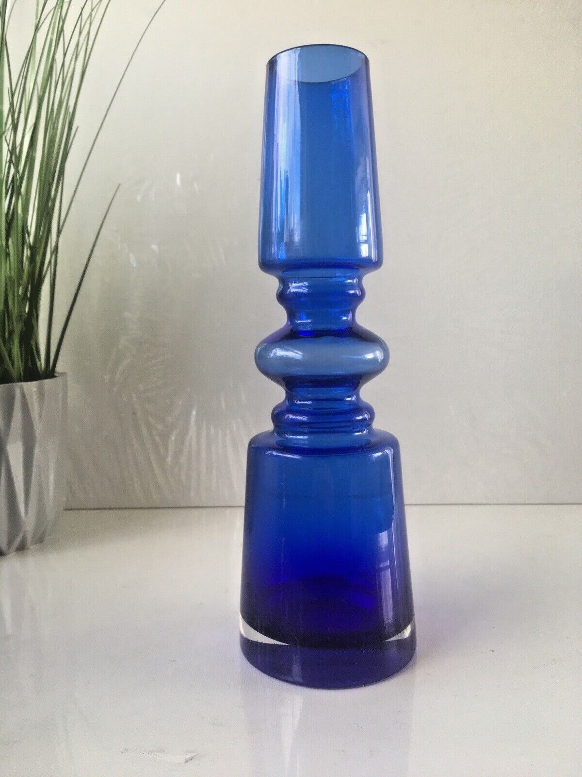 Large Cased Scandinavian 60's 70's Style Hooped Glass Vase Japanese Riihimaki photo 85.0