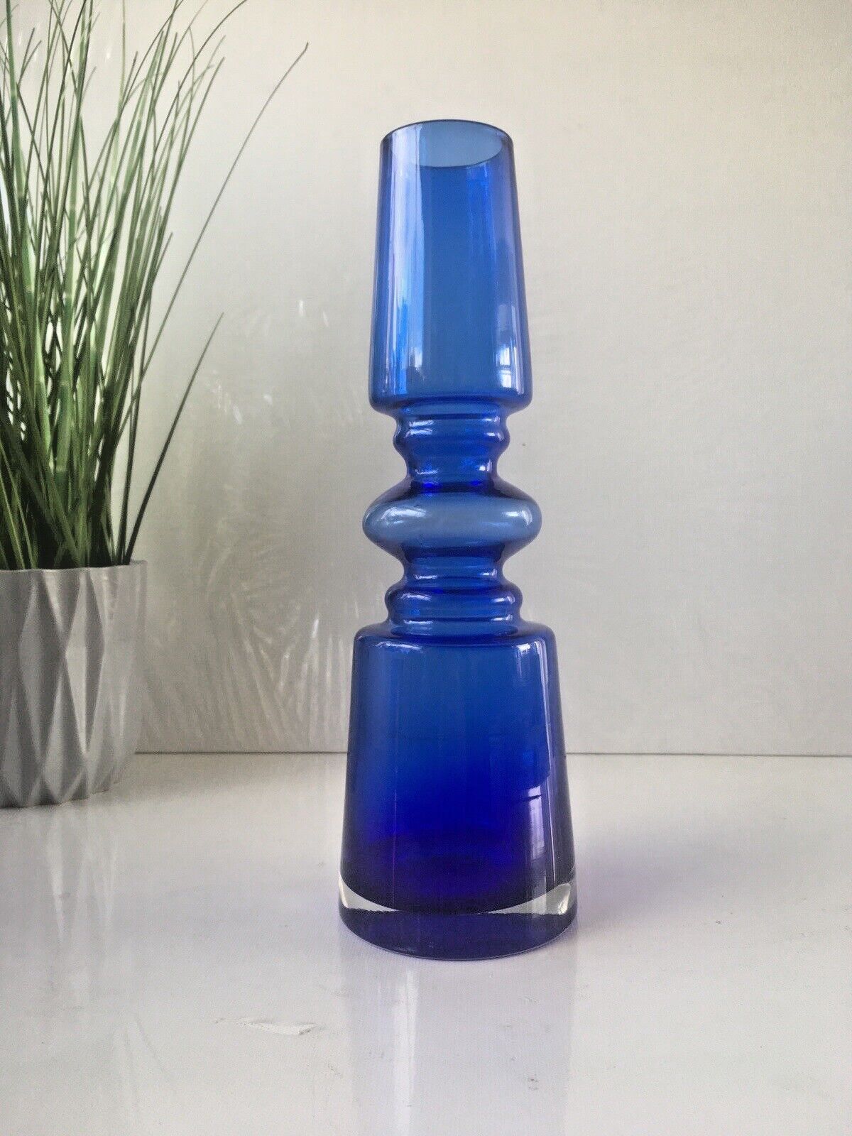 Large Cased Scandinavian 60's 70's Style Hooped Glass Vase Japanese Riihimaki photo buy