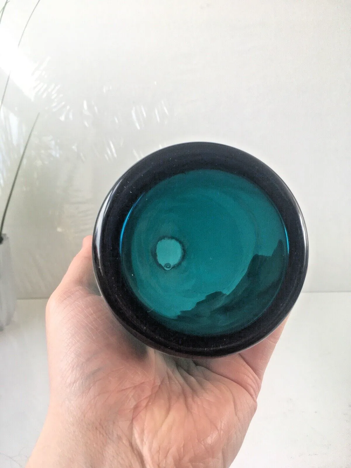 photo for sale Large Vintage Blue Scandinavian 60's 70's Style Glass Vase Modern  Aseda