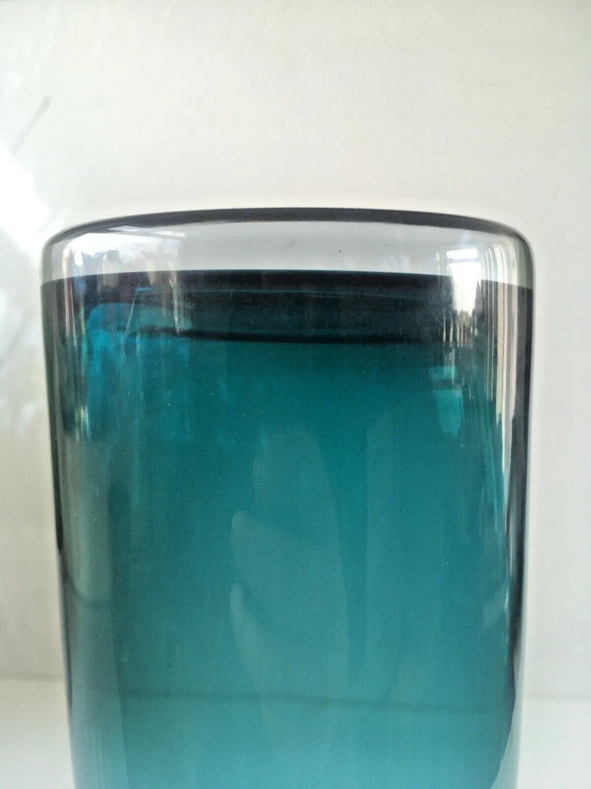 Home Decor Large Vintage Blue Scandinavian 60's 70's Style Glass Vase Modern  Aseda photo