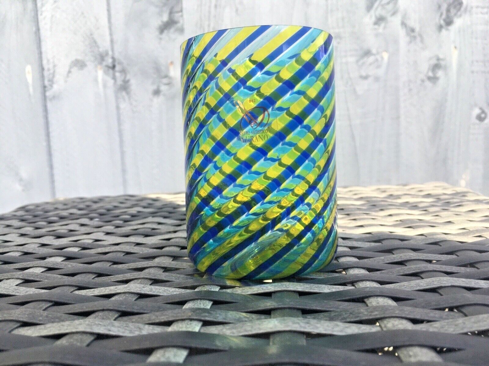 photo furniture Superb Vetro Artistico Murano Spiral Candy Stripe Italian Glass Cylinder Vase