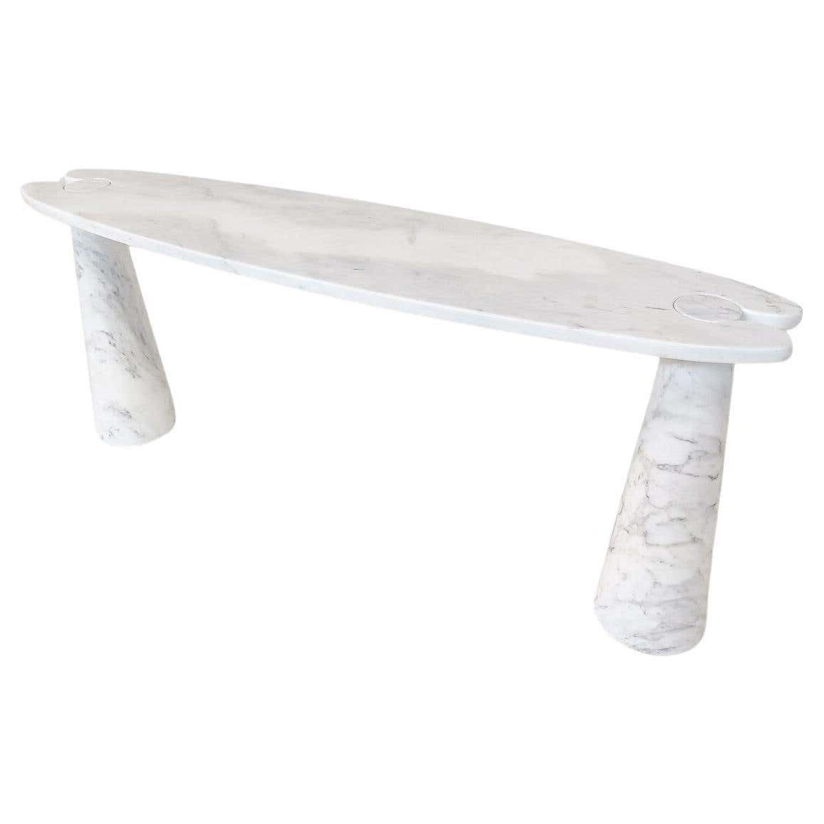 Midcentury Eros Console By Angelo Mangiarotti For Skipper, White Marble, 1980s