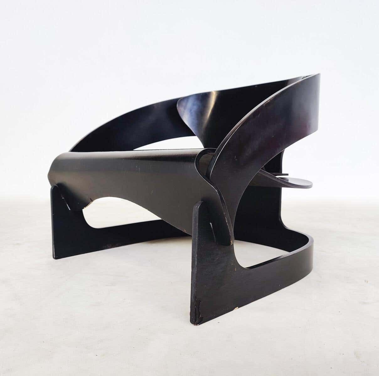 Mid Century Modern Wooden Armchair Model 4801 By Joe Colombo For Kartell, 1960s photo furniture