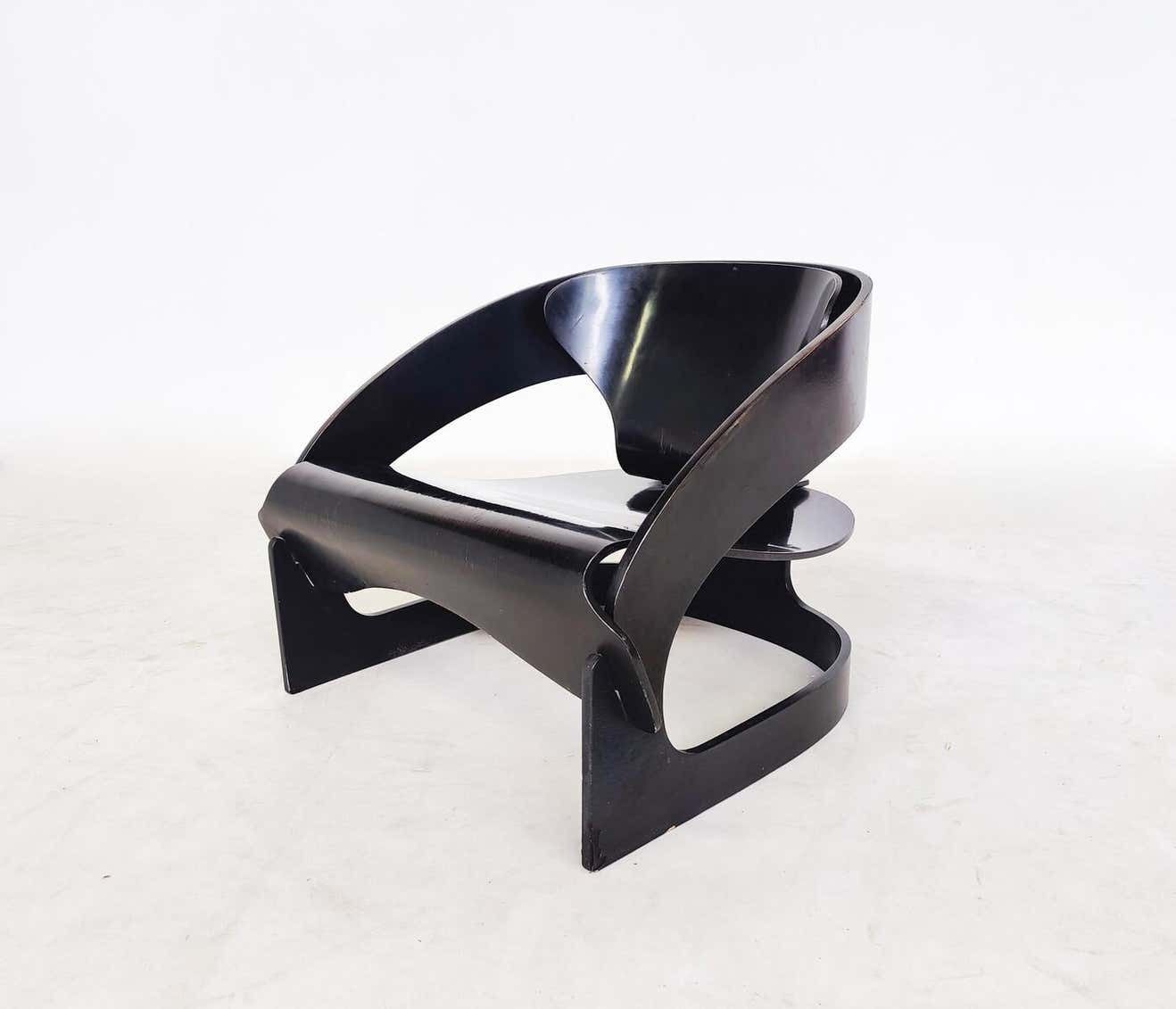 Mid Century Modern Wooden Armchair Model 4801 By Joe Colombo For Kartell, 1960s photo for sale