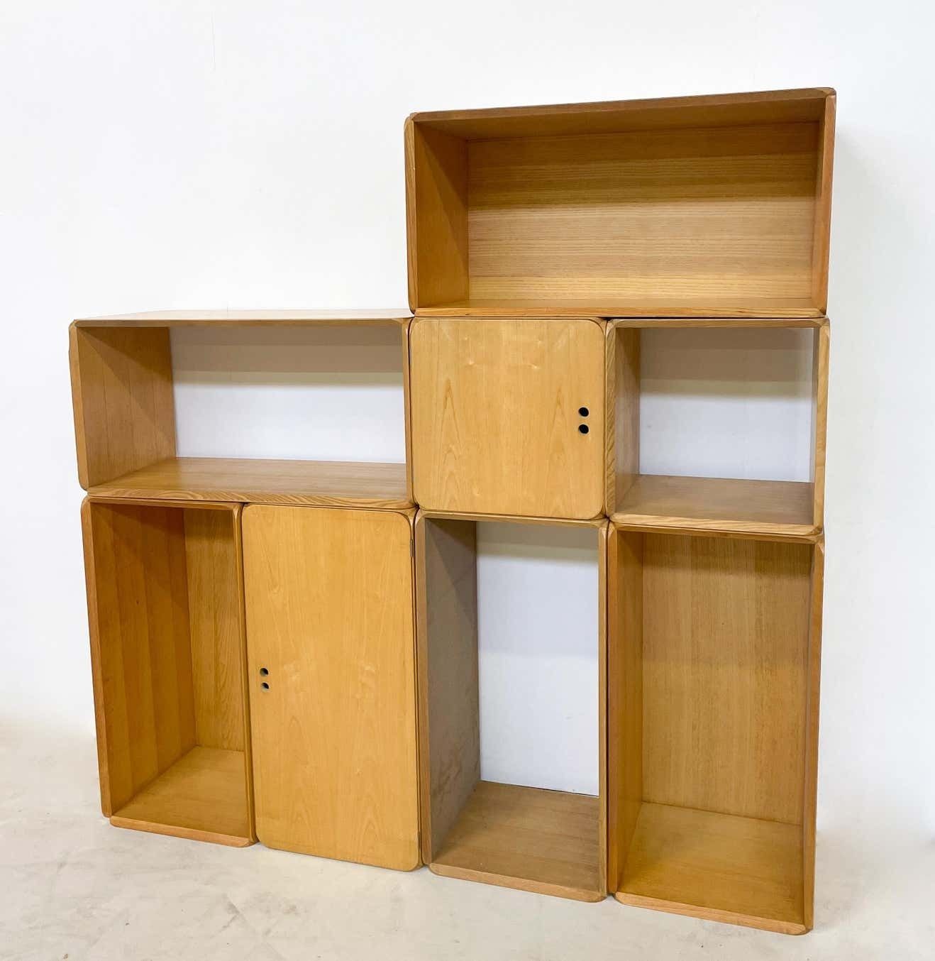 Midcentury Set Of Modular Wooden Cubes By Derk Jan De Vries, Italy, 1960s photo for sale