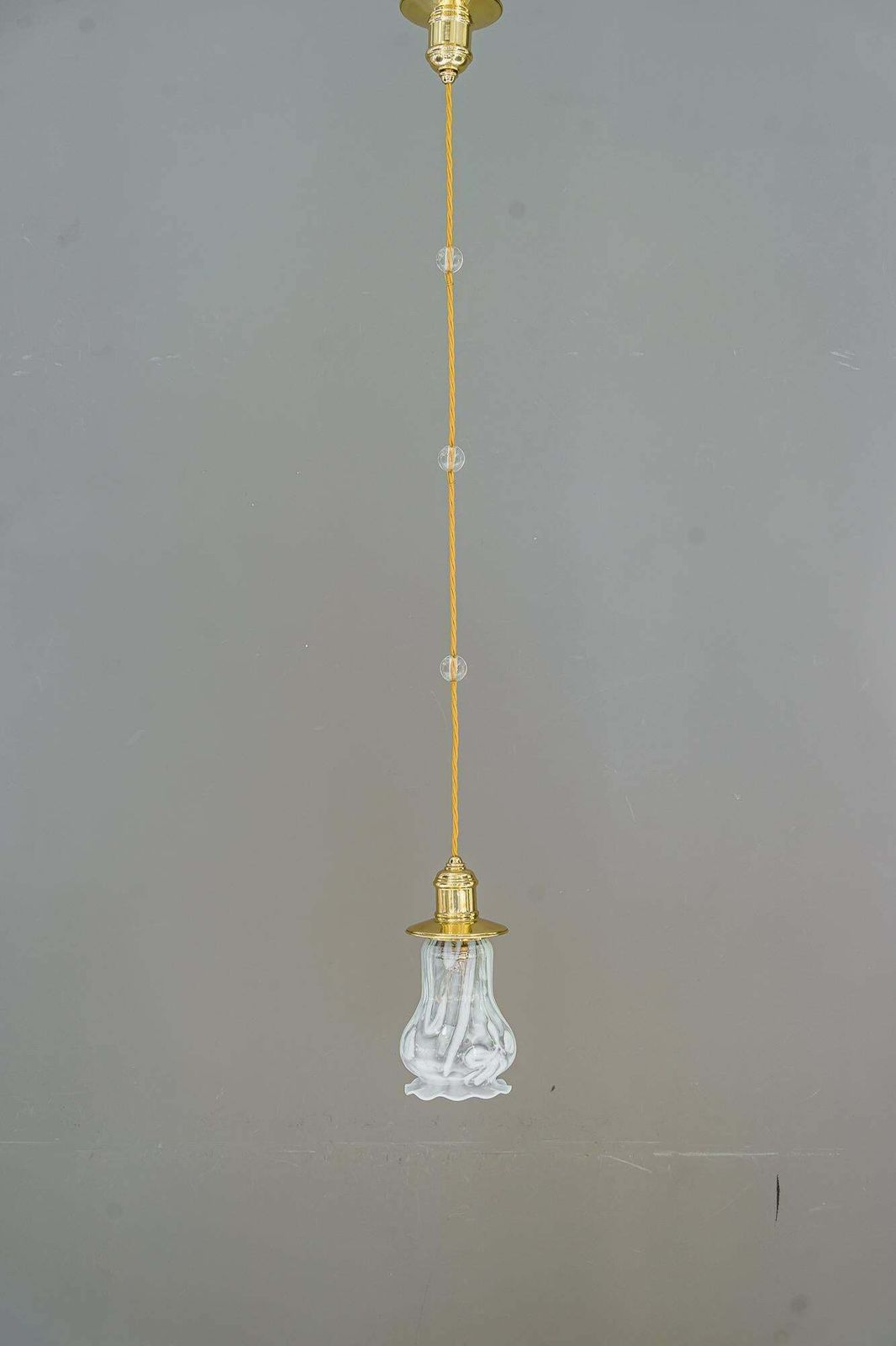 2 Art Deco Pendants Vienna Around 1920s With Opaline Glass Shades photo 1478.0