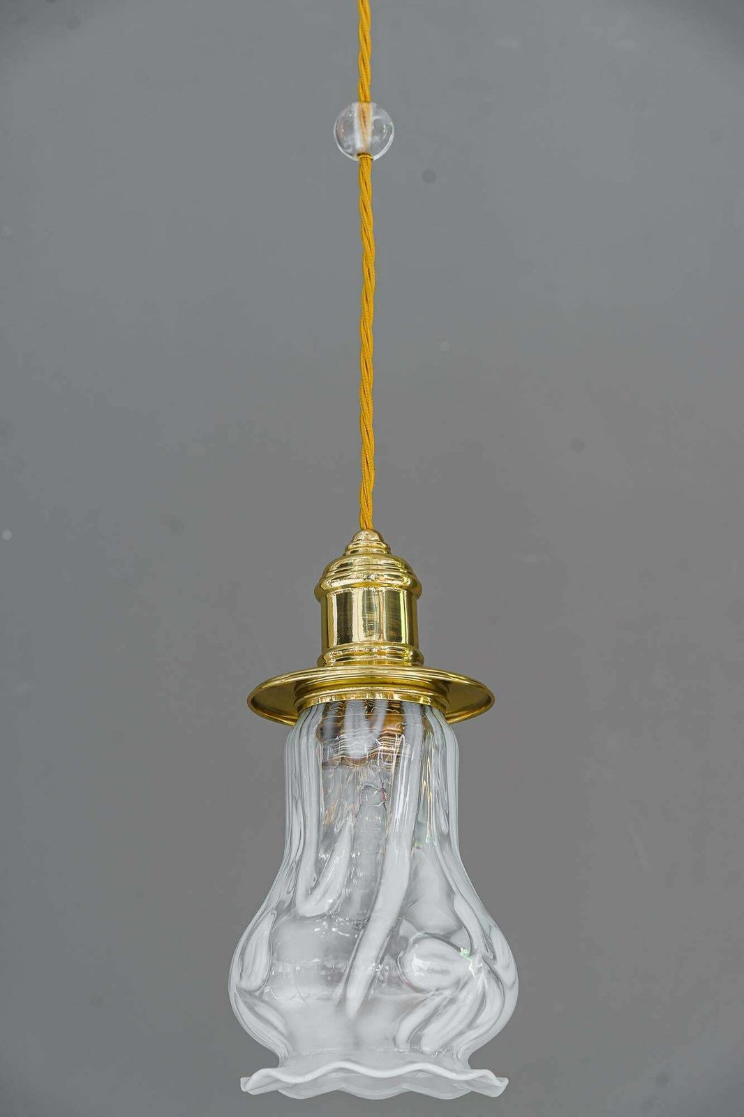 2 Art Deco Pendants Vienna Around 1920s With Opaline Glass Shades photo vinterior