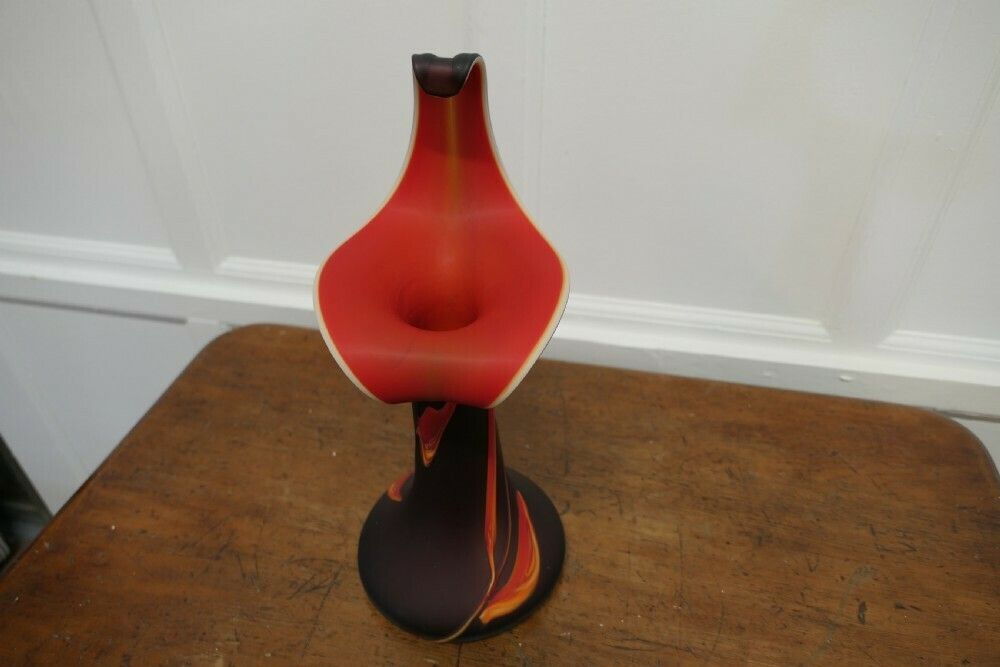 Large Glass Jack In The Pulpit Art Glass Vase. photo for sale