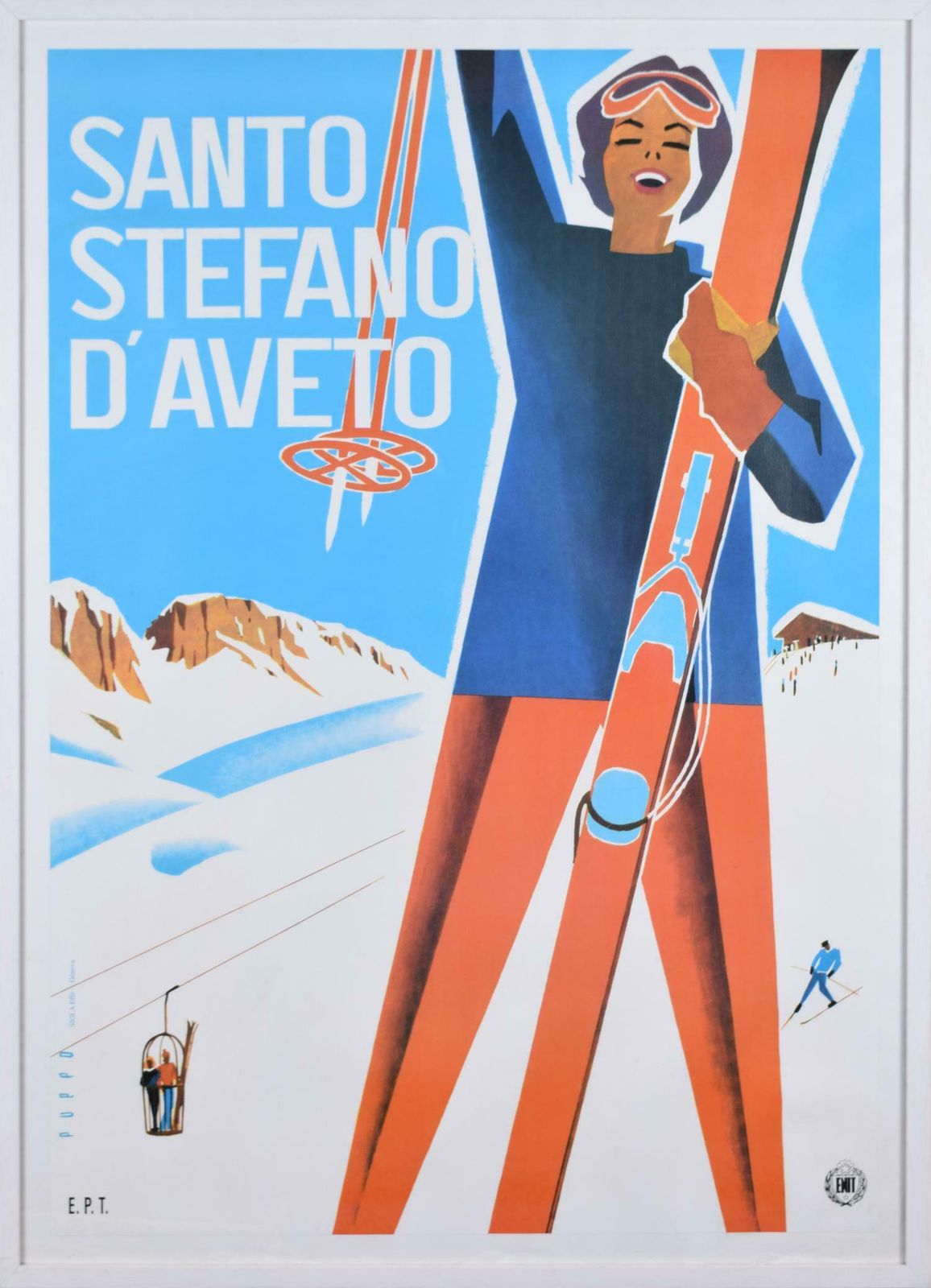 Mario Puppo Santo Stefano D'aveto Original Vintage Italian Ski Poster By Mario Puppo photo furniture