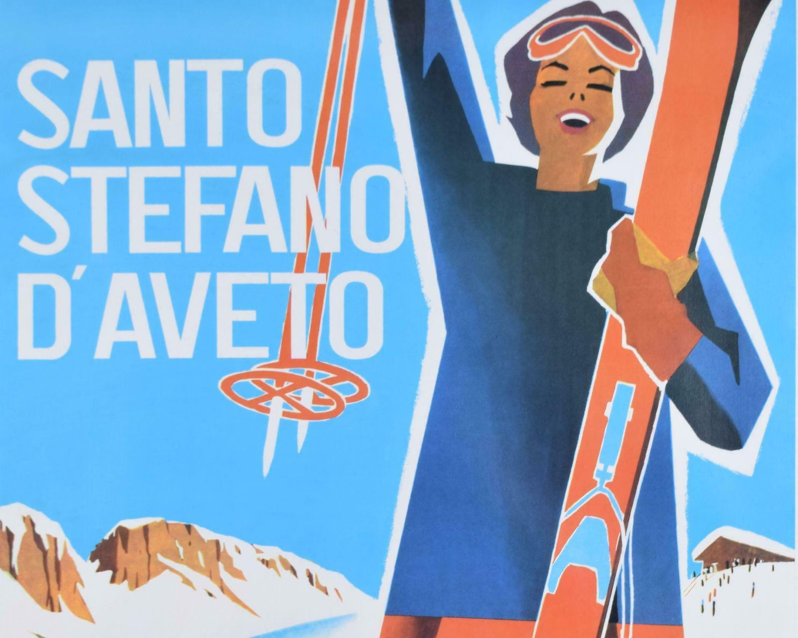 Mario Puppo Santo Stefano D'aveto Original Vintage Italian Ski Poster By Mario Puppo photo for sale