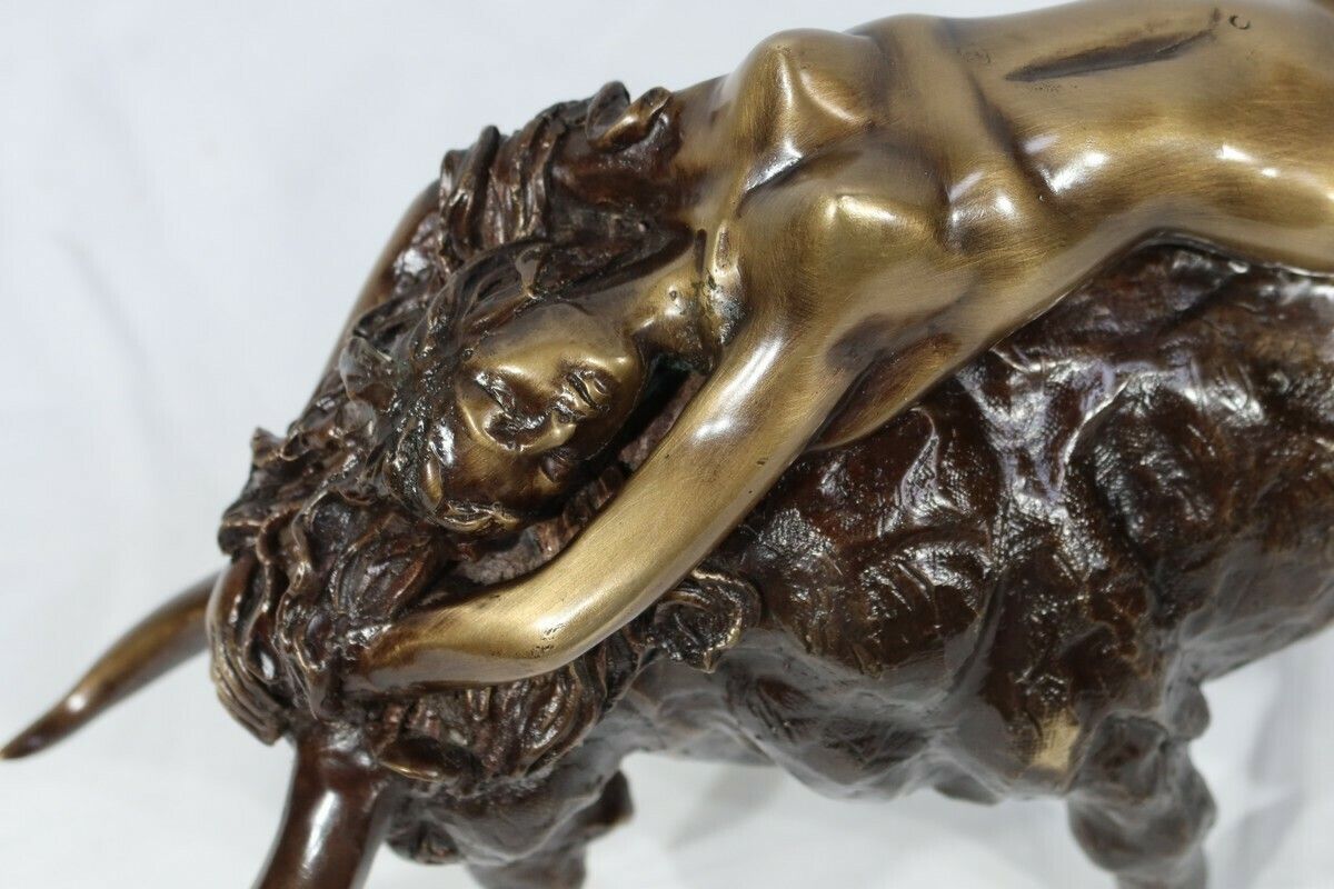 photo for sale Bronze "The Goddess Europe Meeting The Bull", Signed Majera, 20th