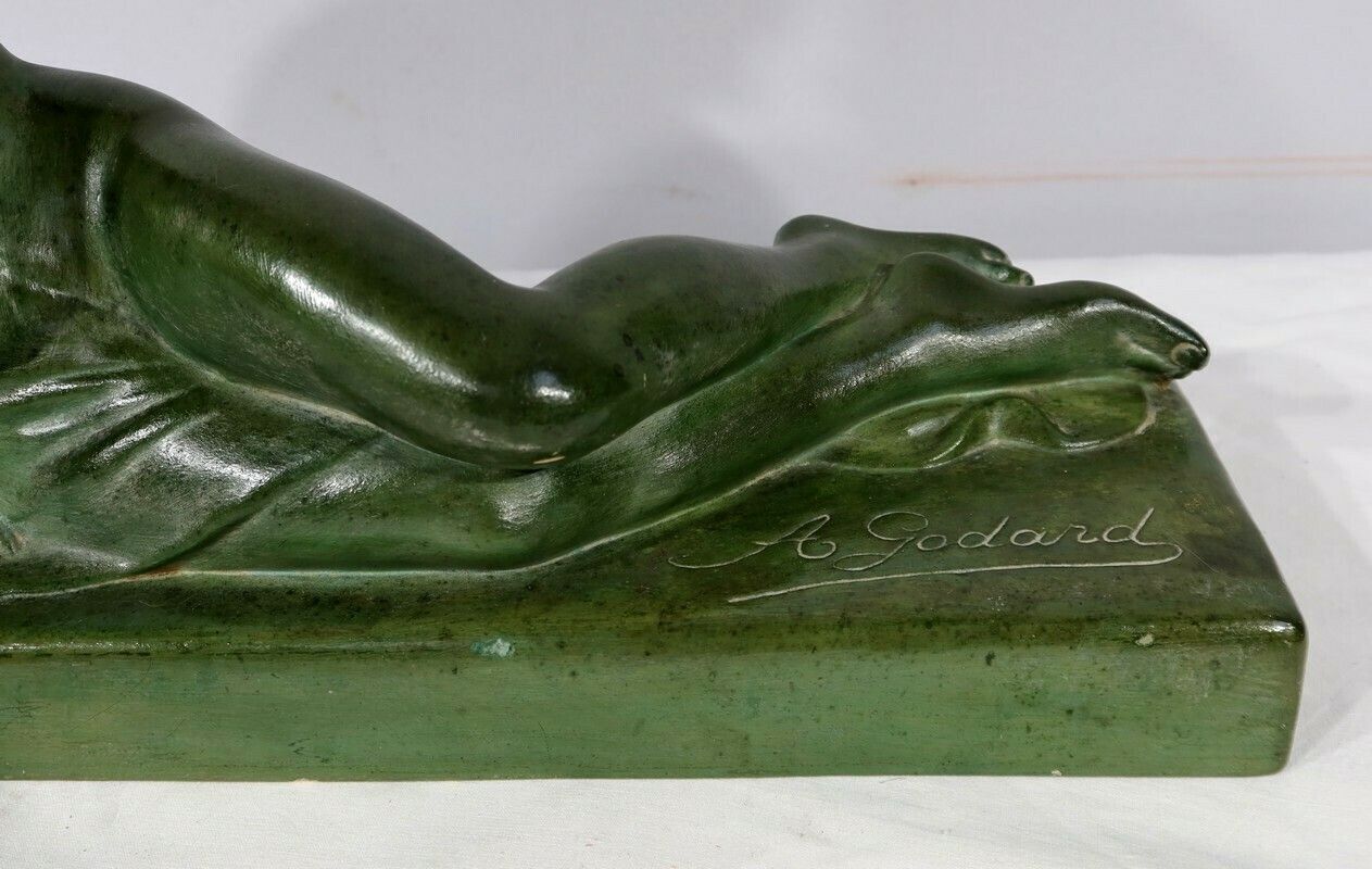 photo for sale Sculpture “La Demoiselle Et Le Chevreau”, By A. Godard, Art Deco – Early 20th Century