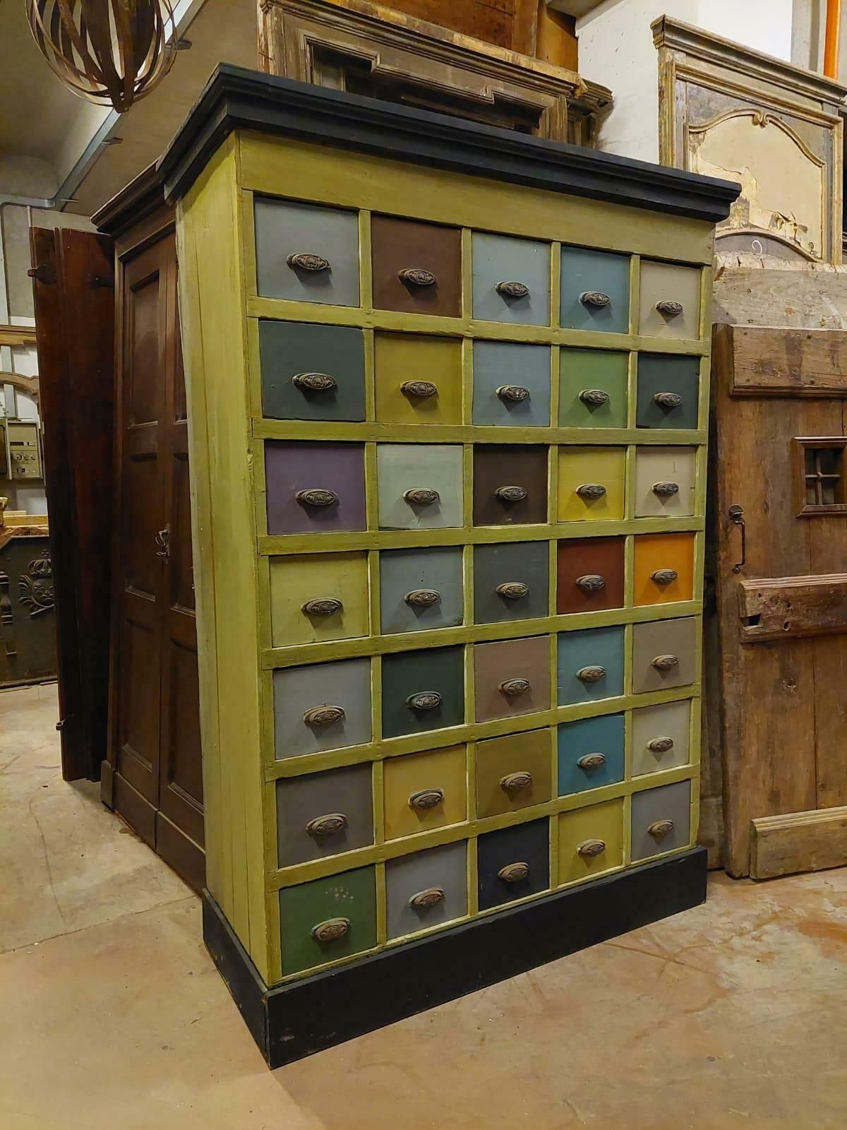 Vintage Chest Of Drawers In Painted Wood From Old Shop, 19th Century Italy photo buy