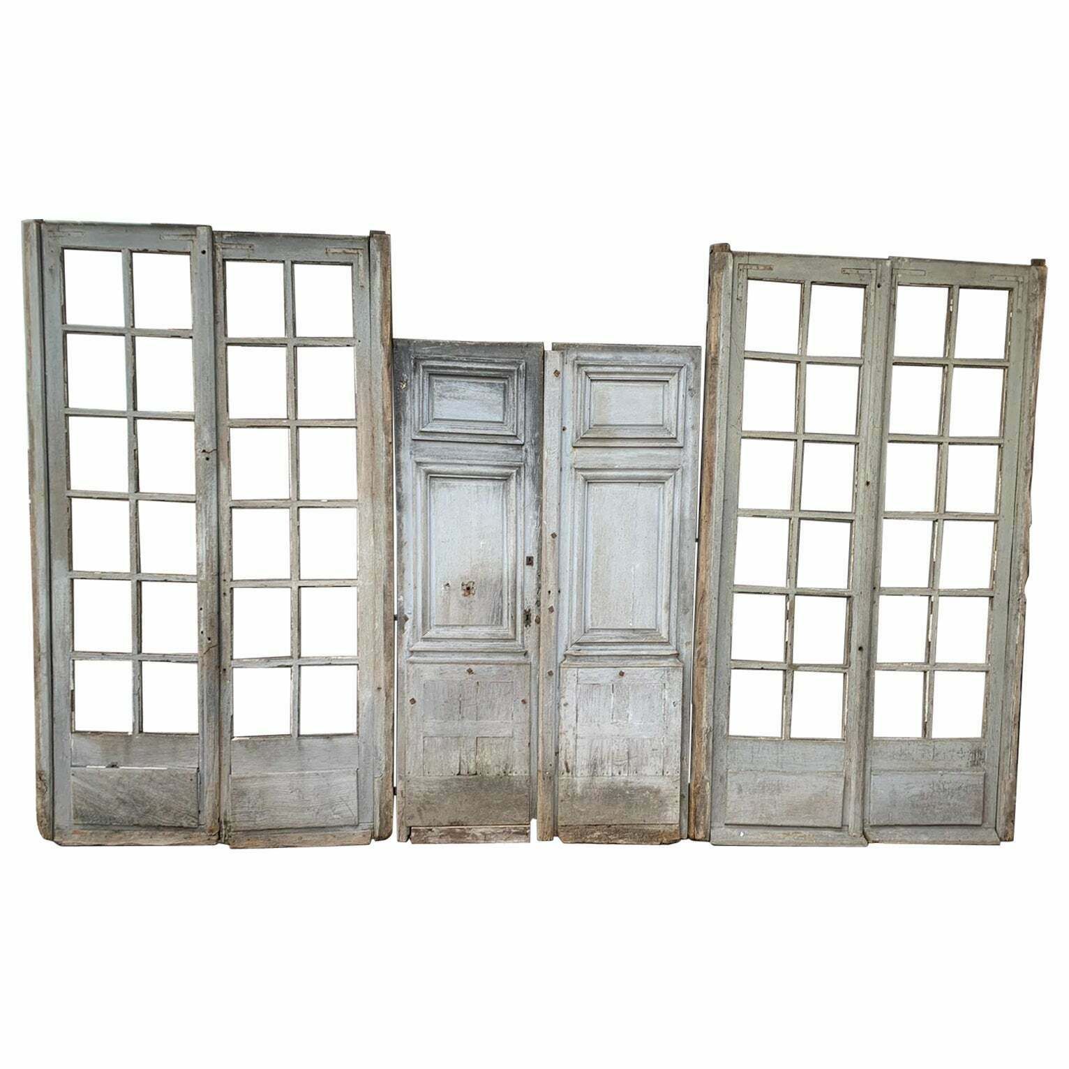 Ancient Stained Glass Window, Shop Facade In Lacquered Oak, 19th Century, France