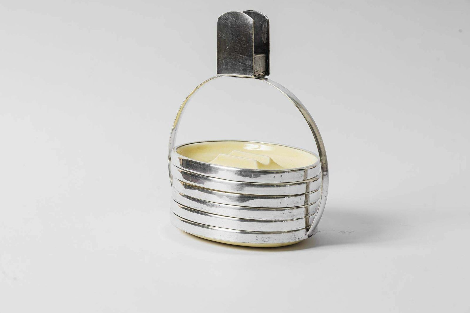 Art Deco Ceramic, Nickel Conbination Ashtray Set Vienna Around 1920s photo for sale