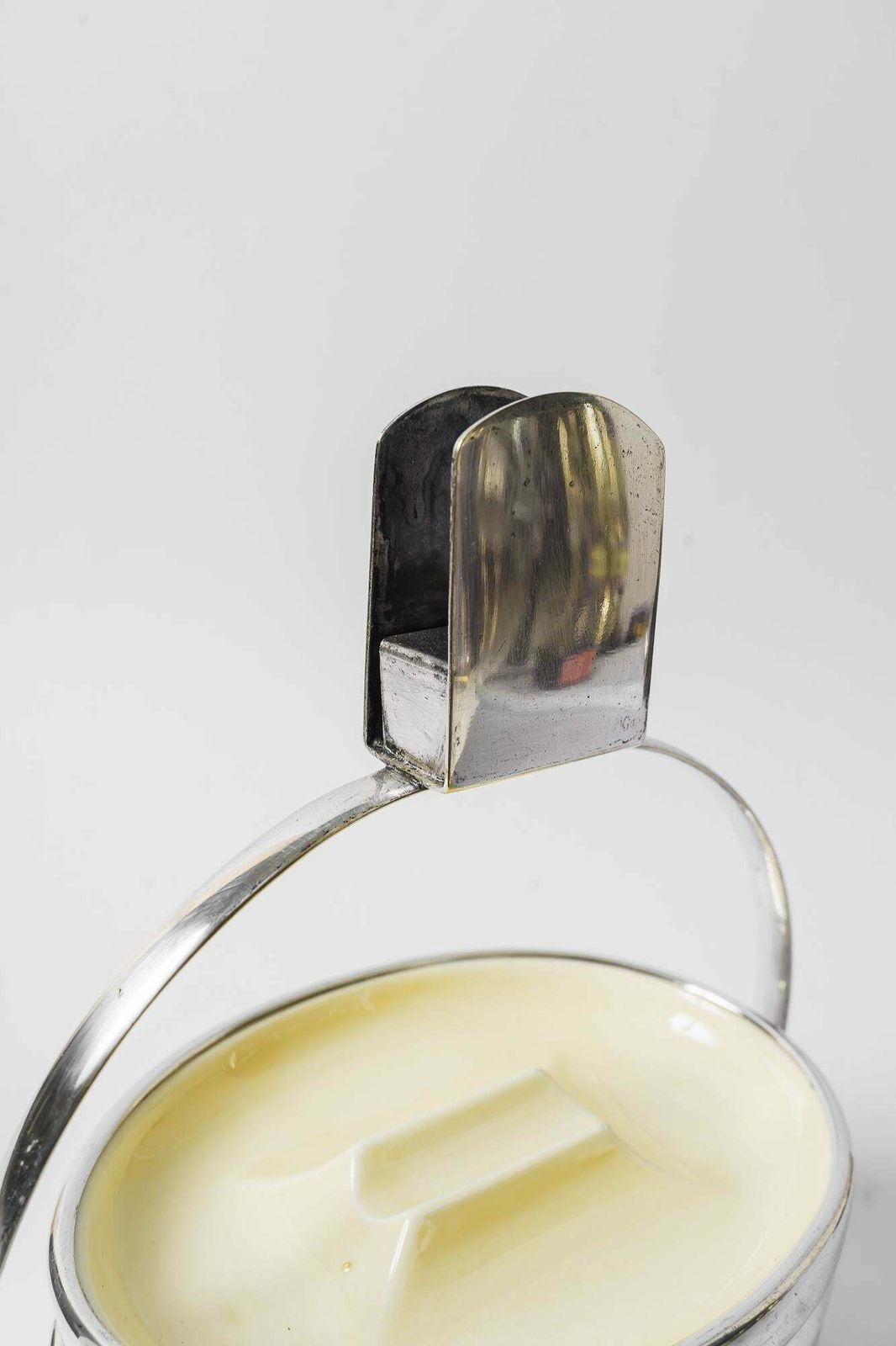 Art Deco Ceramic, Nickel Conbination Ashtray Set Vienna Around 1920s photo buy