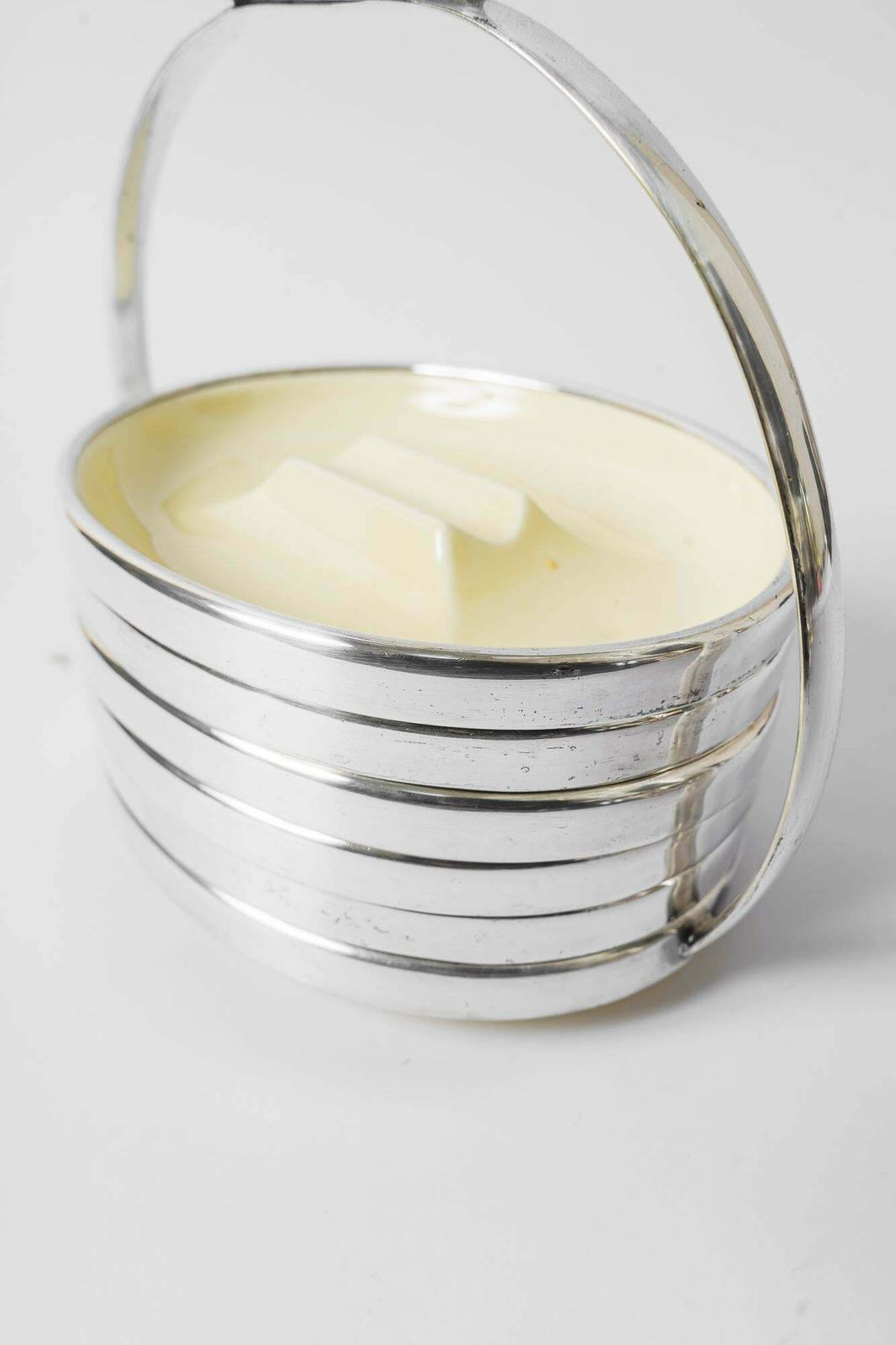 Art Deco Ceramic, Nickel Conbination Ashtray Set Vienna Around 1920s photo vintage