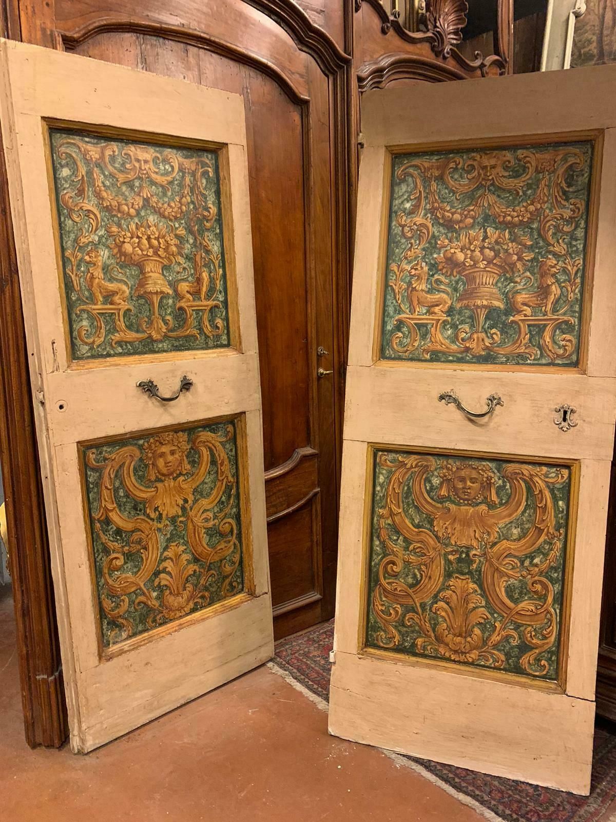 Pair Of Single Lacquered And Painted Interior Doors, 18th Century Italy photo 7088.0