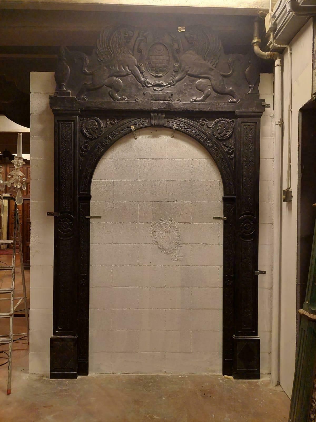 Important And Antique Portal Frame In Black Slate, 16th Century, Italy Genoa photo furniture