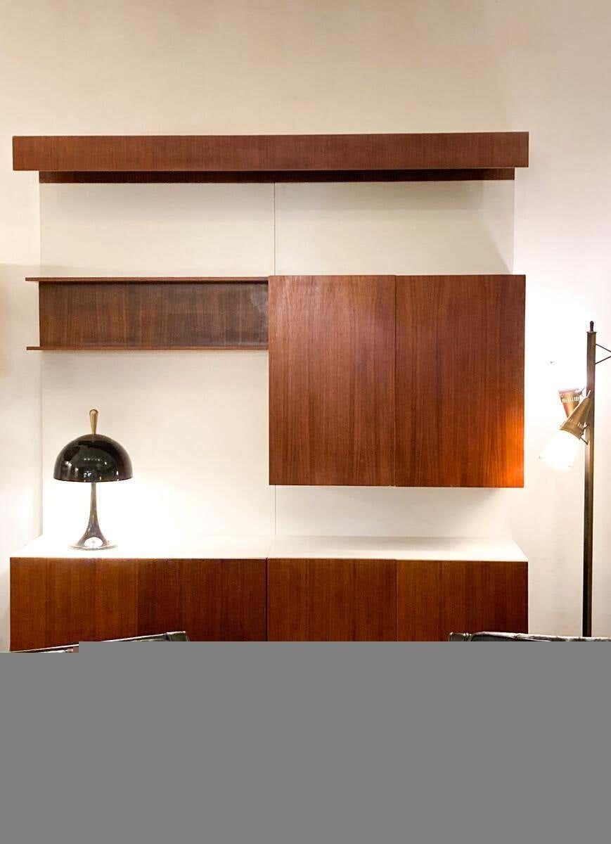 Mid Century Modern German Wall Unit, Wood, 1970s photo for sale
