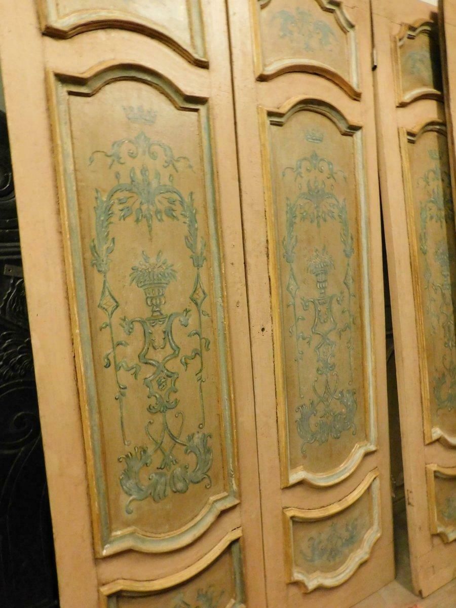 N.2 Lacquered And Painted Double Leaf Doors, Yellow, 18th Century Rome, 'Italy' photo Home Fixtures