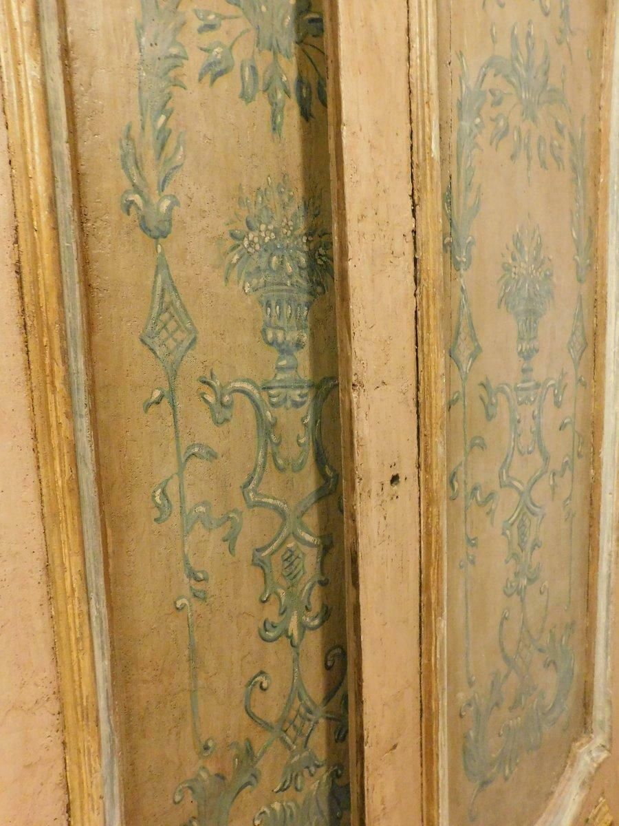 N.2 Lacquered And Painted Double Leaf Doors, Yellow, 18th Century Rome, 'Italy' photo vintage