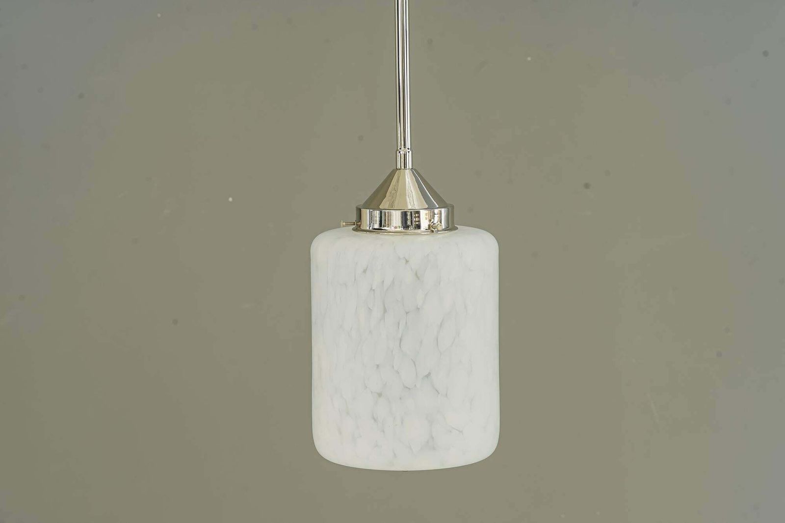 Nickel Plated Art Deco Pendant With Glass Shade Vienna Around 1920s photo for sale
