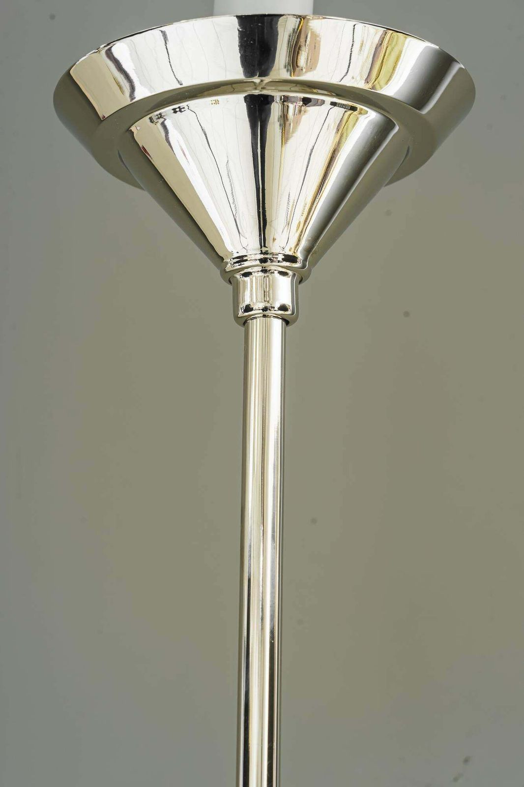 Nickel Plated Art Deco Pendant With Glass Shade Vienna Around 1920s photo buy
