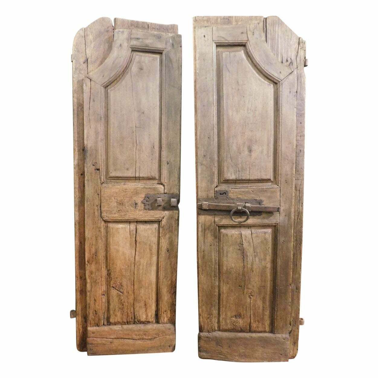 Antique Arched Walnut Door, Carved In The 18th Century, Italy