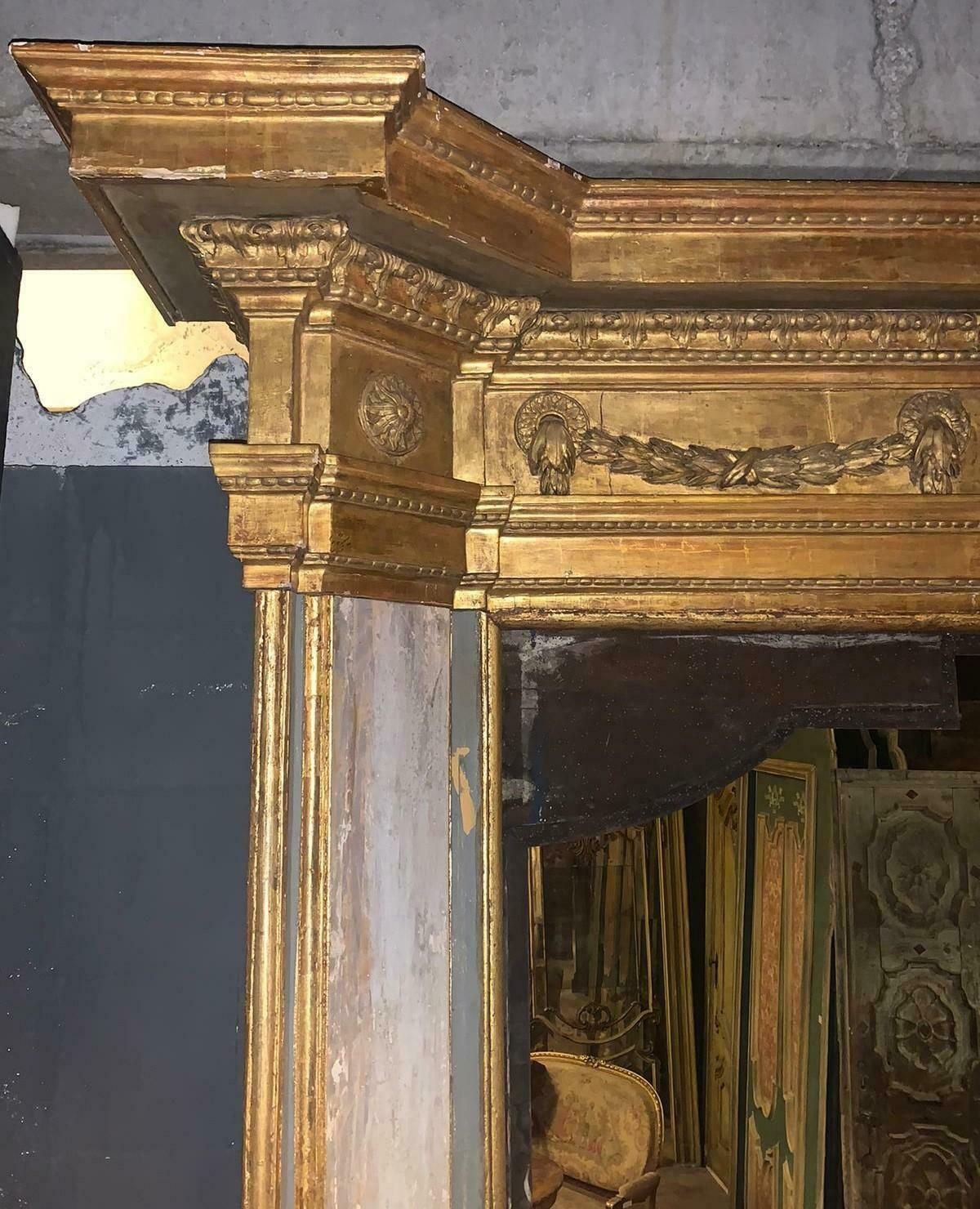 Antique Portal Lacquered And Gilded Wood, Carved Cherubs & Festoons, '600 Italy photo buy