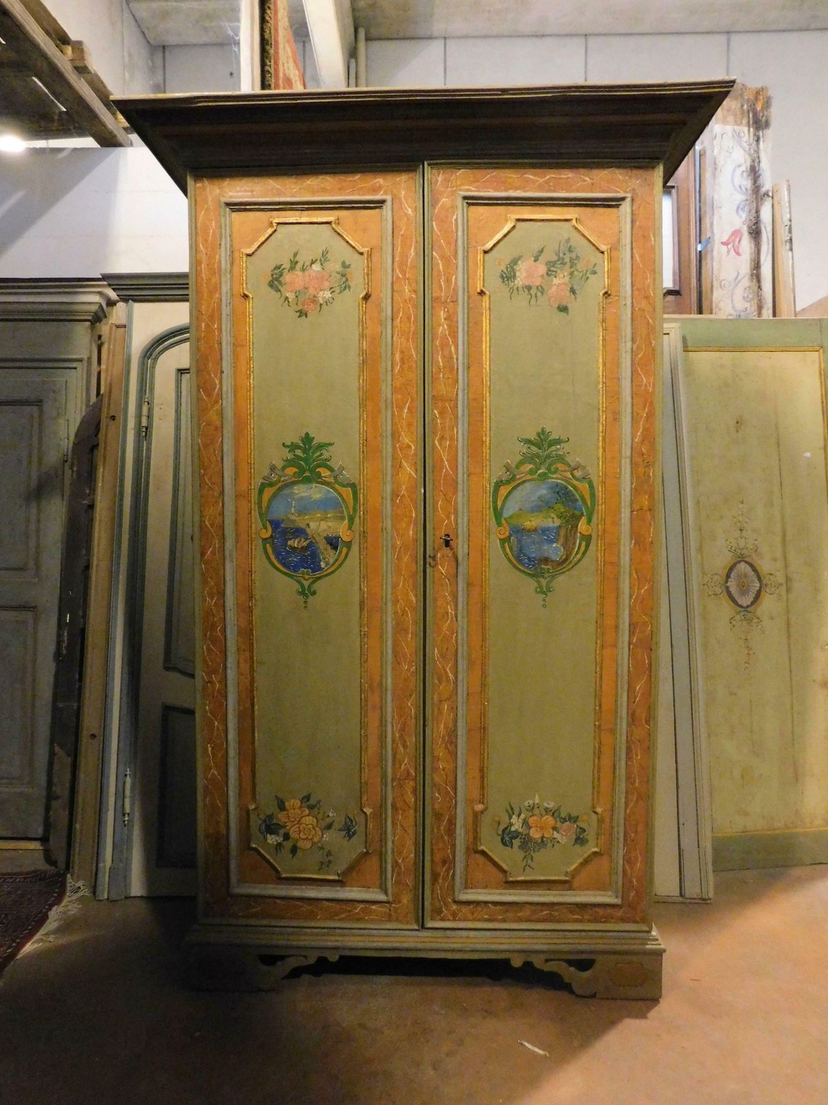 Painted Cabinet, Double Doors With Maritime Views, Genoa 'Italy', 18th Century photo for sale