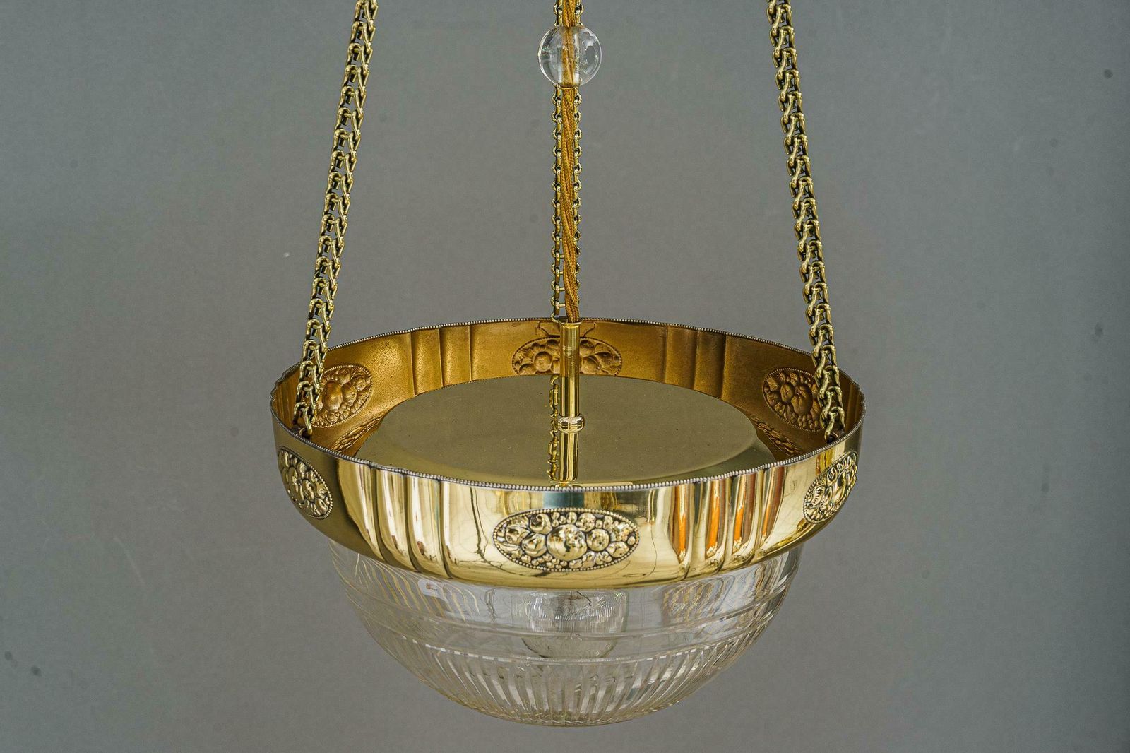 Art Deco Pendant With Original Antique Cut Glass Shade Vienna Around 1920s photo vinterior
