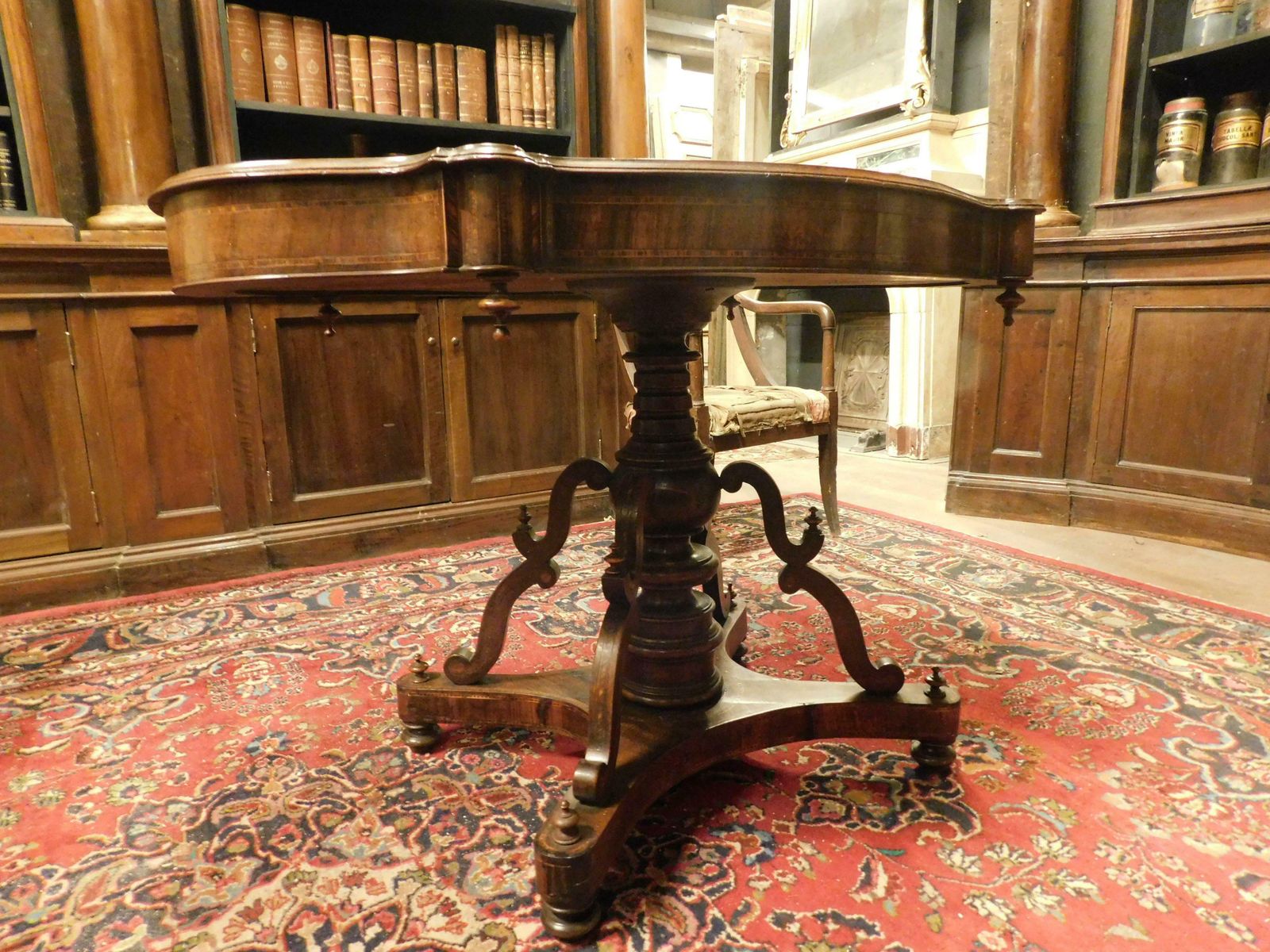 Inlaid And Carved Walnut Coffee Table, 1840 Italy photo vinterior