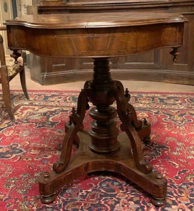 photo for sale Inlaid And Carved Walnut Coffee Table, 1840 Italy