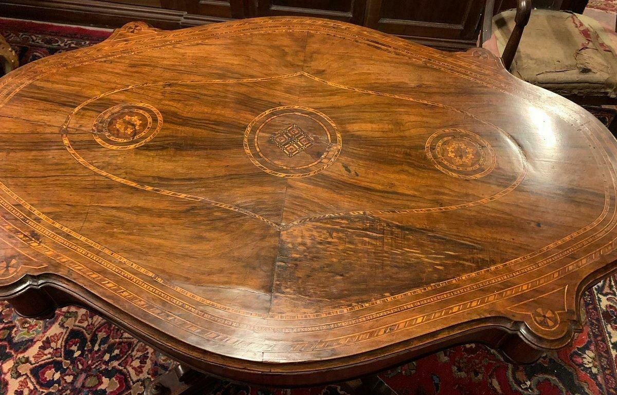 1949.0 Inlaid And Carved Walnut Coffee Table, 1840 Italy photo