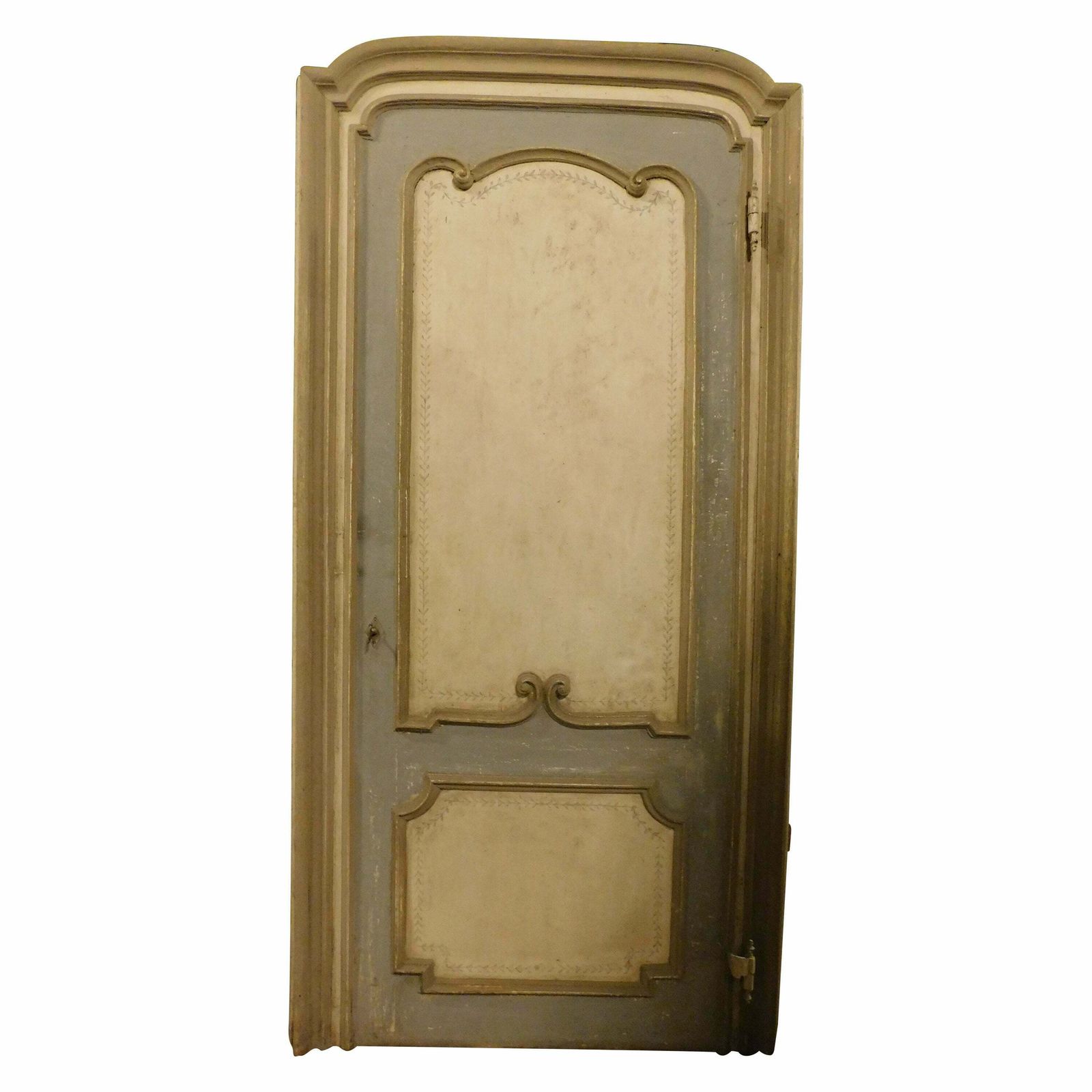 Baroque Door, Sculpted And Lacquered, Arched And Complete With Frame, '700 Italy