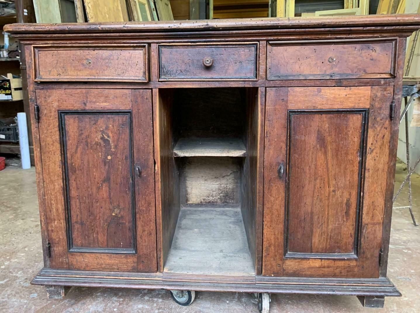 N.3 Counters, Desks, Tables With Drawers, In Carved Walnut, 18th Century Italy photo buy