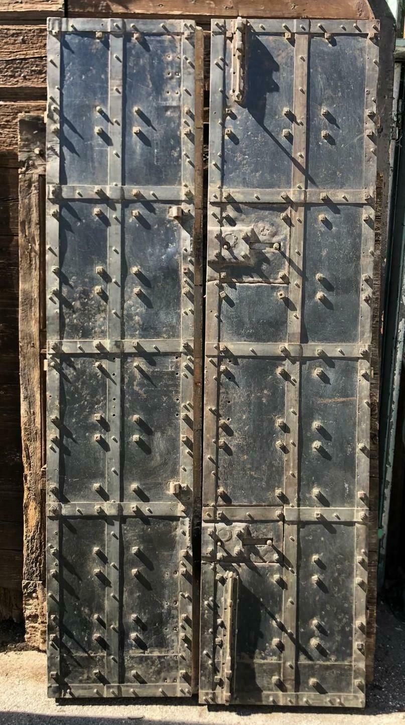 Double Prison Door In Wood And Iron, Nails & Bolts, 19th Century Italy photo Home Fixtures