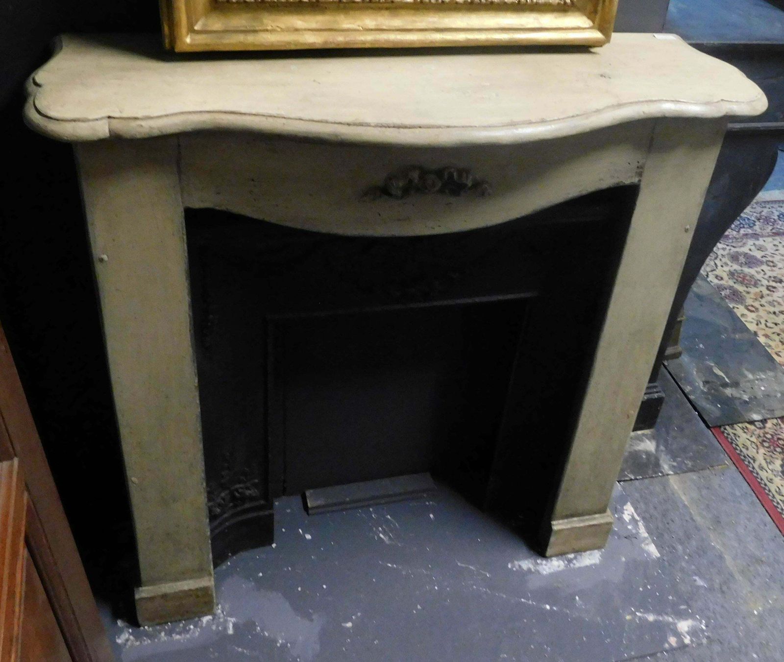 Fireplace Mantle In Grey Lacquered Wood, 19th Century, Italy photo vinterior