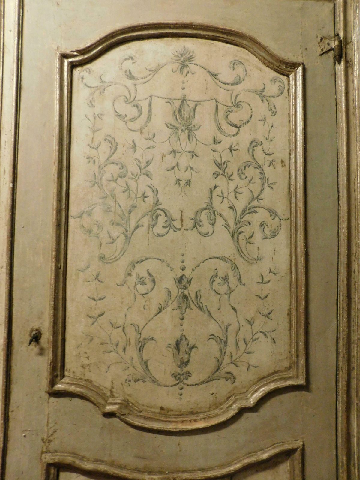 Antuqe Lacquered, Painted, Silvered Door, Complete With Frame, '700 Italy photo vinterior