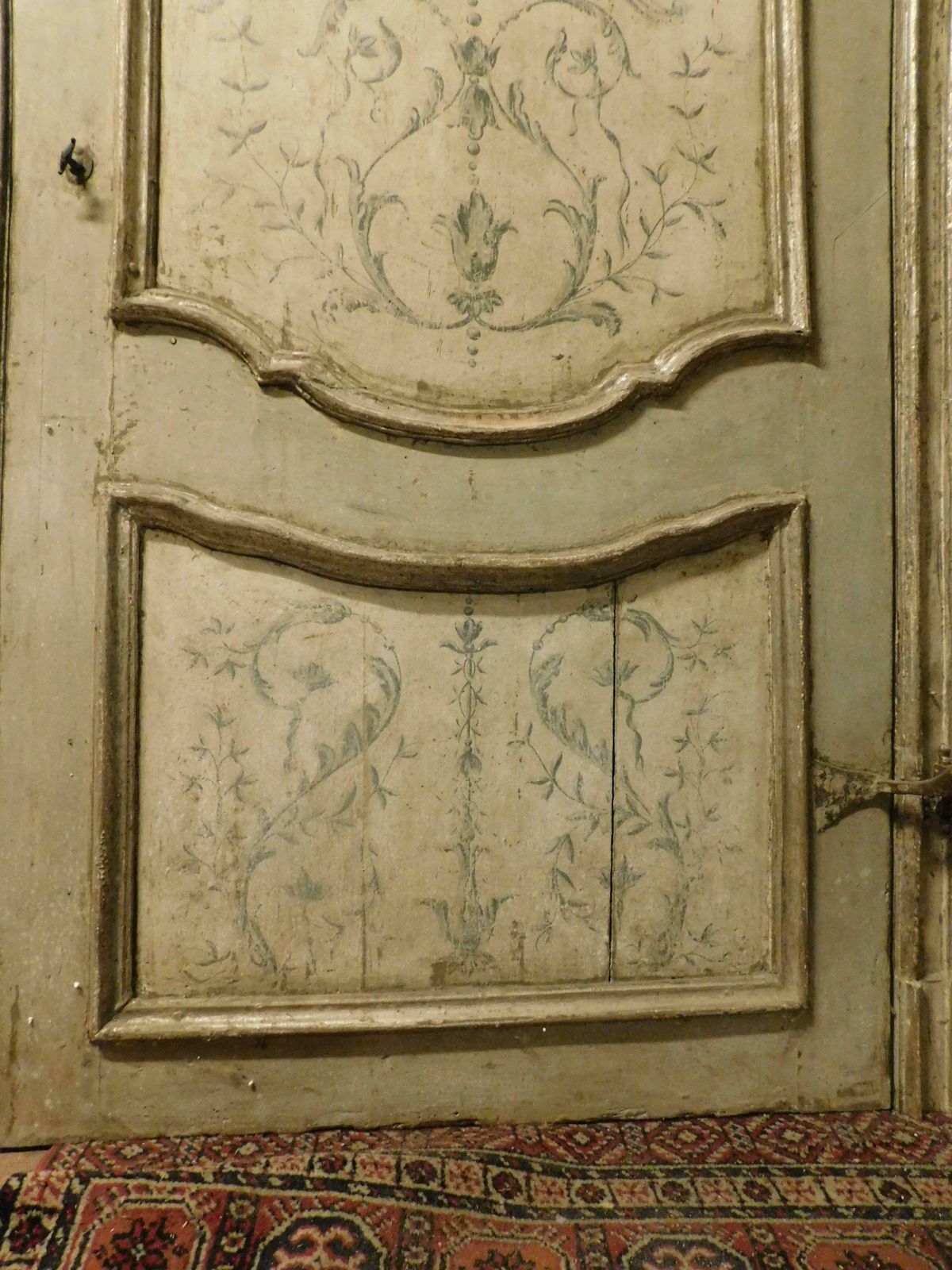 Antuqe Lacquered, Painted, Silvered Door, Complete With Frame, '700 Italy photo buy
