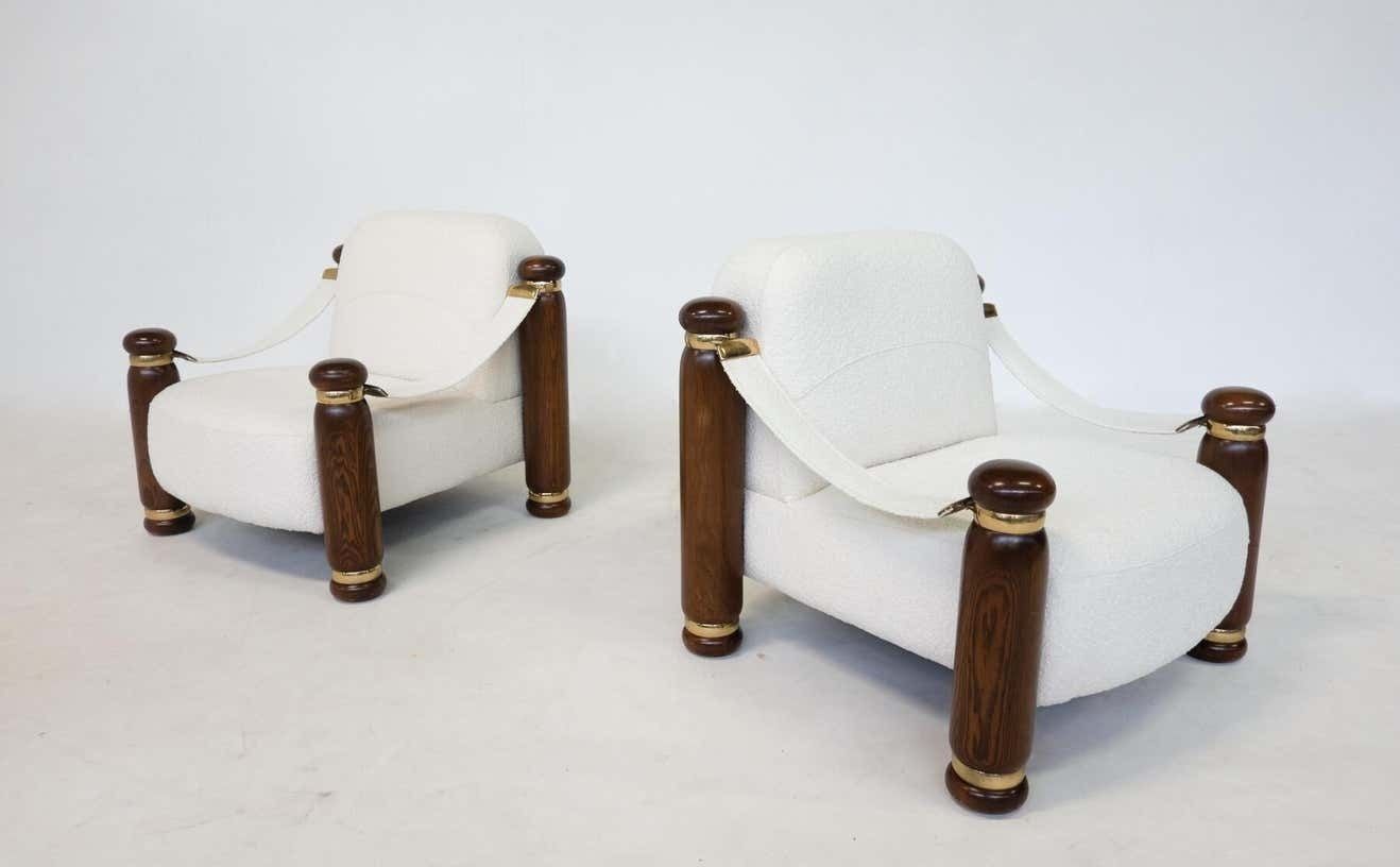 Mid Century Modern Pair Of Armchairs, Italy, 1970s, New Upholstery photo buy