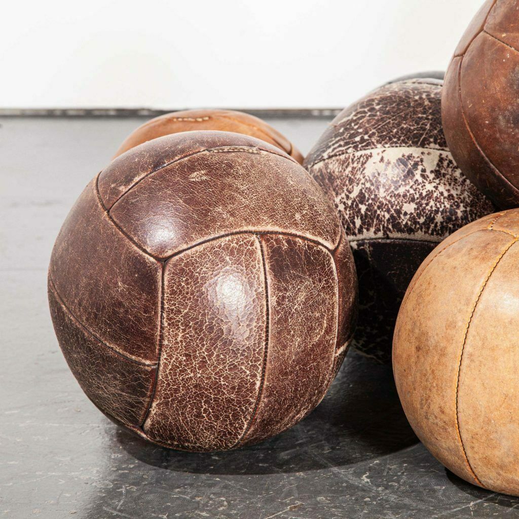 1950’s Large Czech Leather Medicine Balls – Decorative photo 114.0