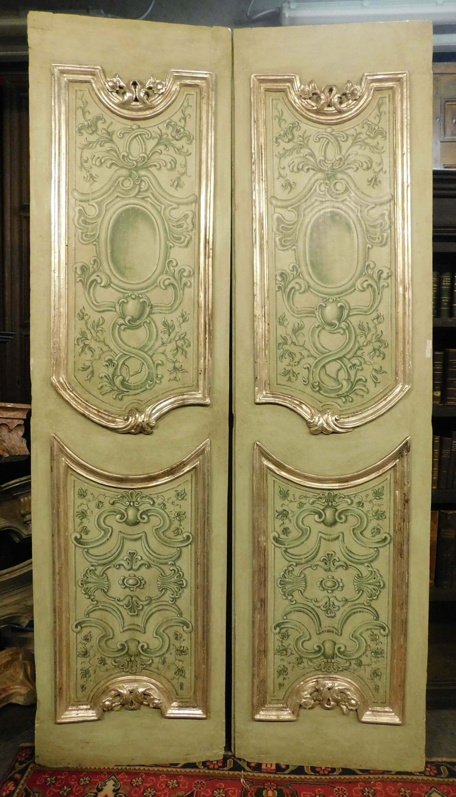N.4 Antique Two Winged Doors, Painted, Sculpted And Silvered, Italy ''700 photo furniture