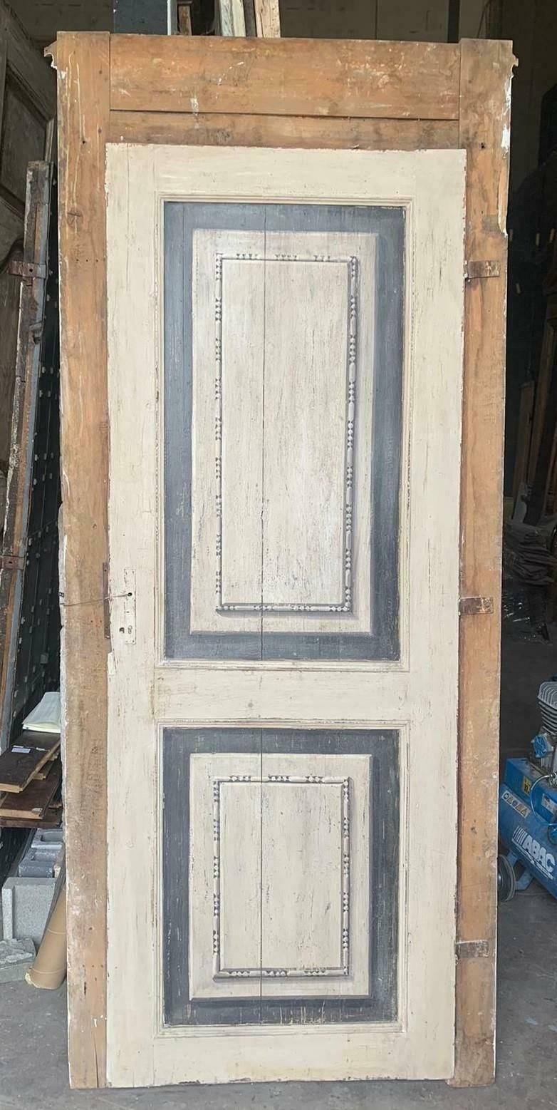Antique Interior Door, Richly Painted With Original Frame, 18th Century, Italy photo for sale