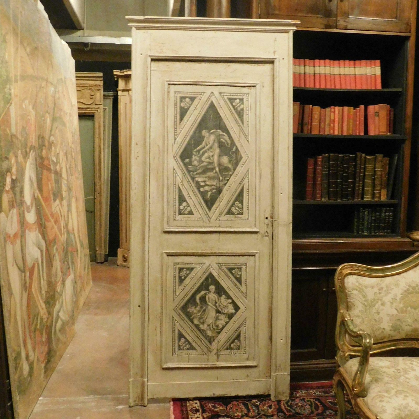 Antique Interior Door, Richly Painted With Original Frame, 18th Century, Italy photo 3721.0