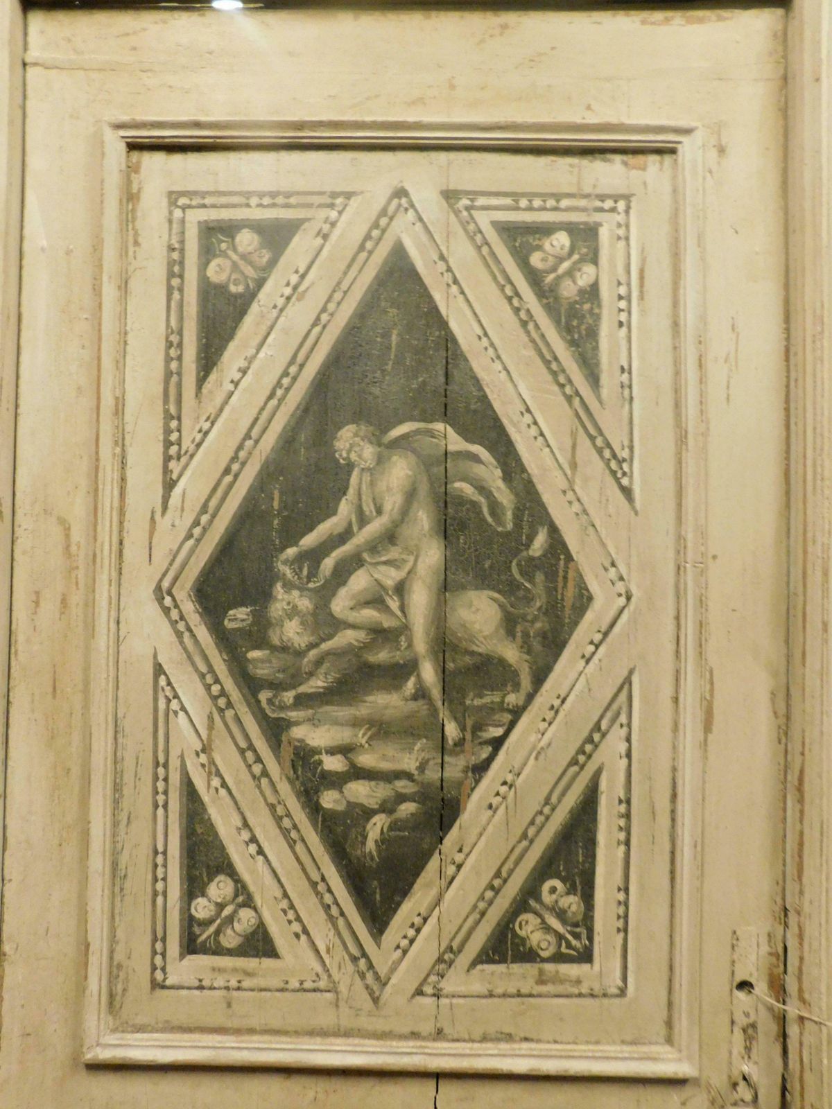 Antique Interior Door, Richly Painted With Original Frame, 18th Century, Italy photo vinterior