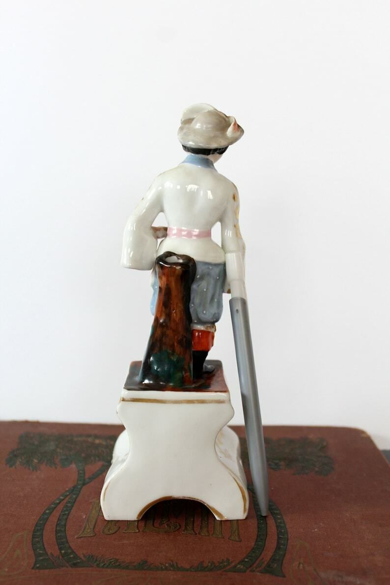 Antique 19th Century Porcelain Figurine, Porcelain Of Paris Or Brussels, Polychrome And Gold Painted, Pen Quill Holder, Style Jacob Petit photo buy