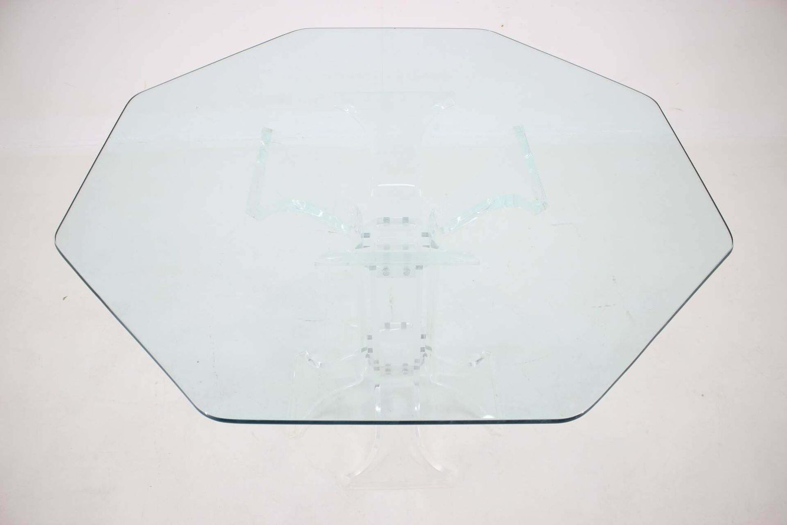 1970s Lucite Dining Table With Glass Top, Charles Hollis Jones Style photo vintage