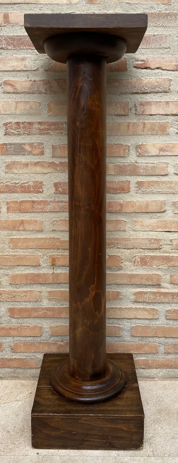 French Midcentury Pedestal Or Plant Holder Walnut Wood, Circa 1960 photo for sale